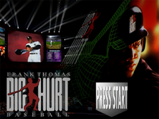 Frank Thomas' Big Hurt Baseball title screen for Sega Saturn